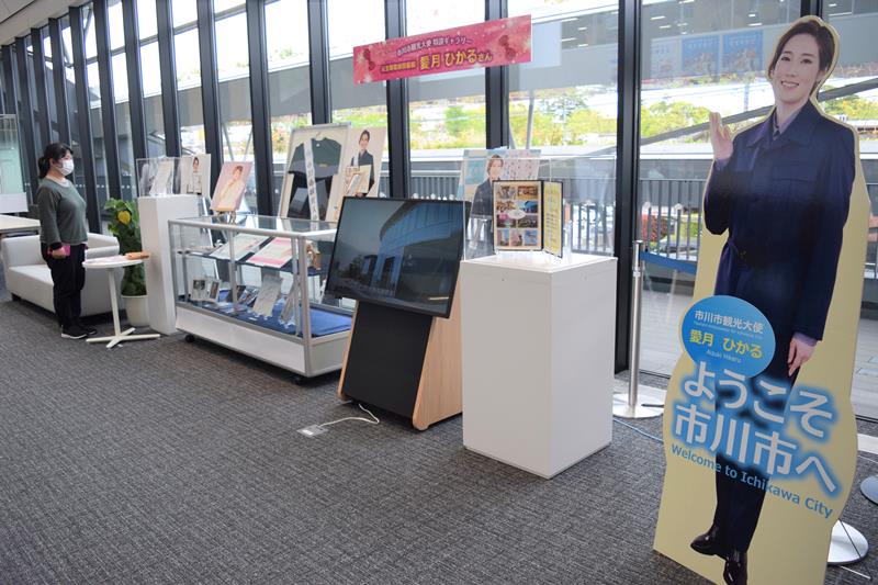 新たに愛月さんの等身大パネルなどが設置された市川市観光大使特設ギャラリー=市川市役所